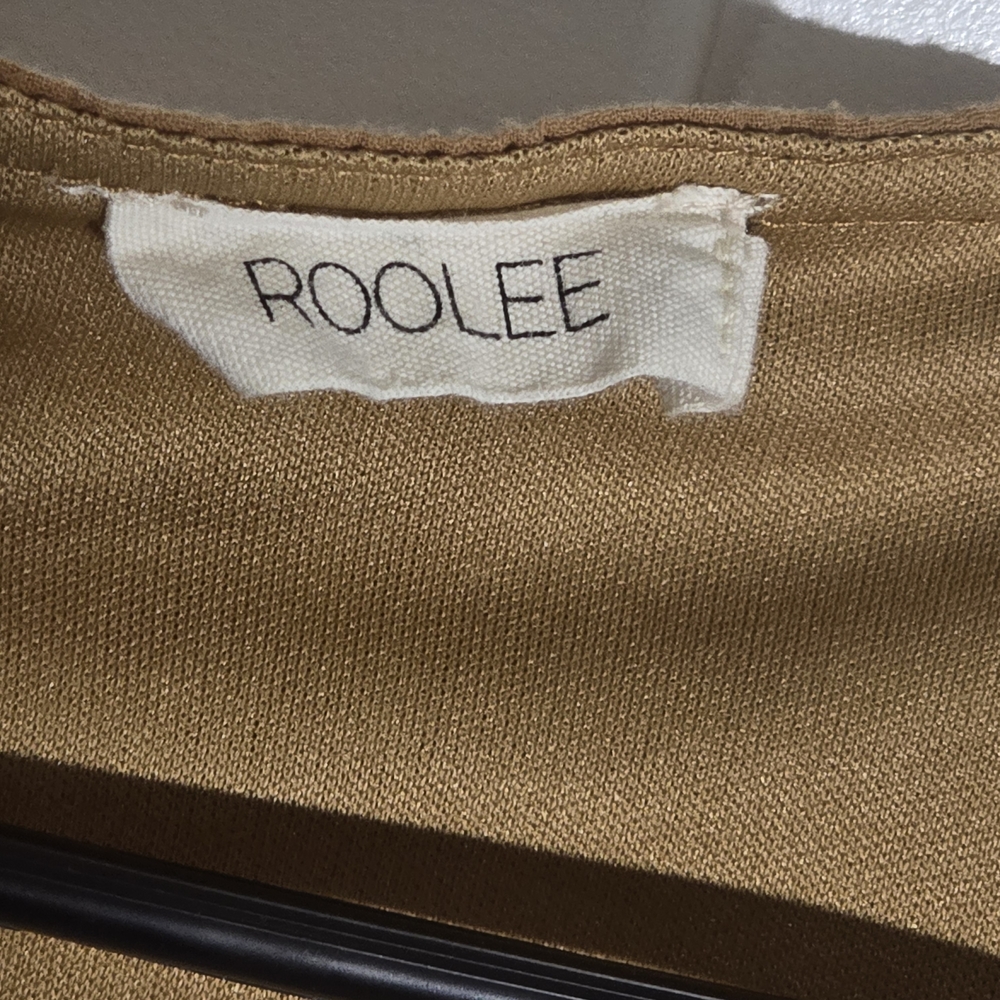 ROOLEE Brown Embroidered Midi Dress Small Boho Cottagecore Prairie Cotton Lined - Picture 3 of 9